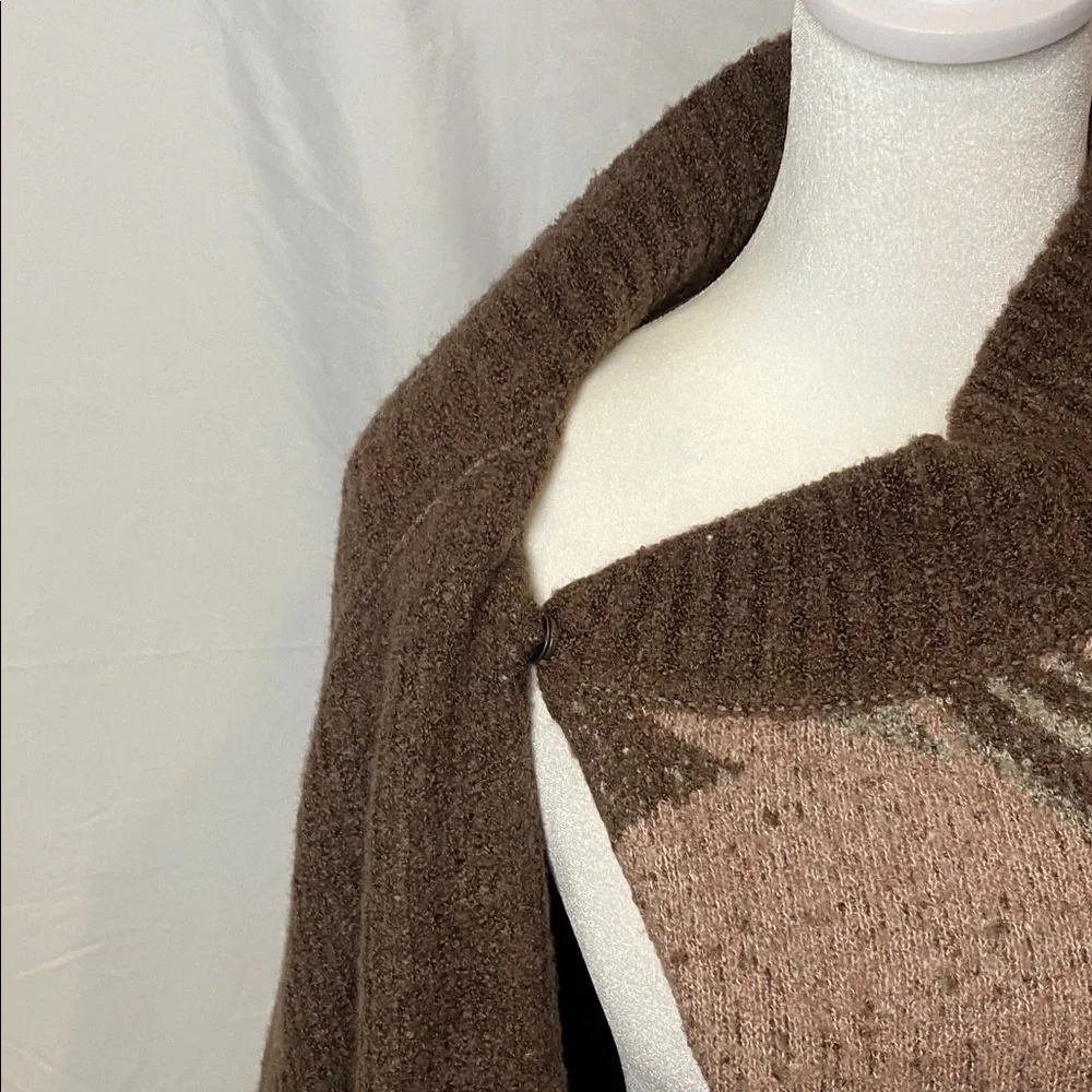 Prana Celadine Reversible Wrap Cardigan Brown/Tan Oversized. Size M/L. 2 Button.